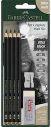 Faber-Castell Pencil Set with Scraper and Eraser Gray 4pcs