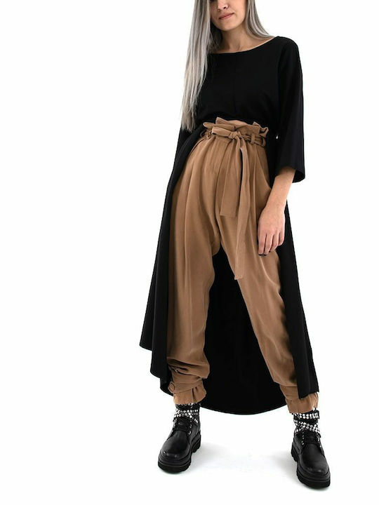 Imperial Women's High-waisted Fabric Trousers Camel