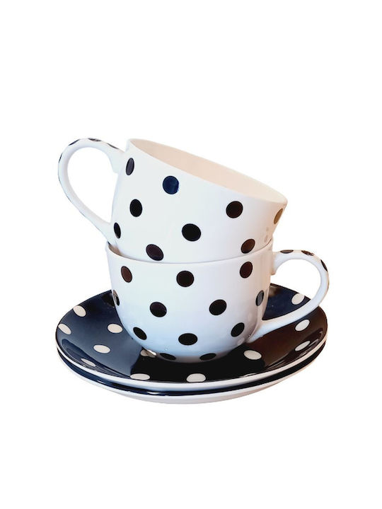 Easy-Life Set Tassen Kaffee aus Porzellan Schwarz 250ml 2Stück