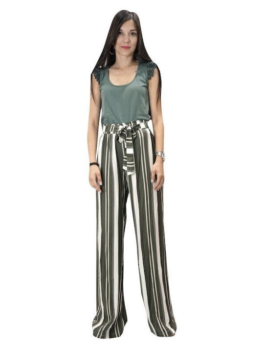 We Coss Women's Fabric Palazzo Pants Olive