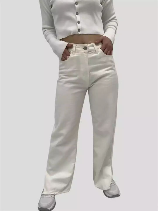 Zerşina Γυναικείο Υφασμάτινο Παντελόνι Άσπρο