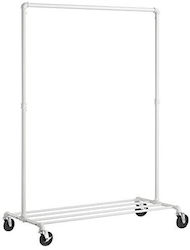 Songmics Wheeled Floor Garment Rack made of Metal White 100x49x163cm