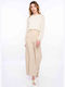 E-shopping Avenue Women's Fabric Trousers Beige