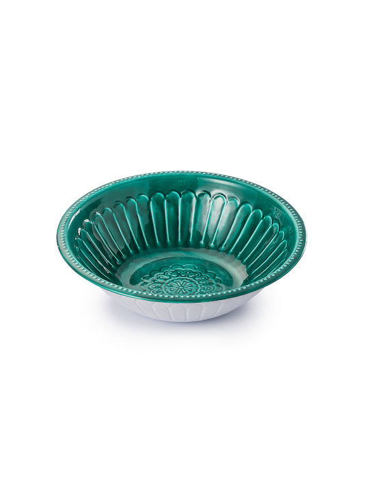 Fruit Bowl Metallic Green 32x32x8.5cm