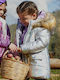 Iridescent Kids Quilted Short Coat with Hood Silver