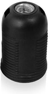 Lineme Stromstecker mit Steckdosenbuchse E27 in Schwarz Farbe Set 1Stück 15-00126-2