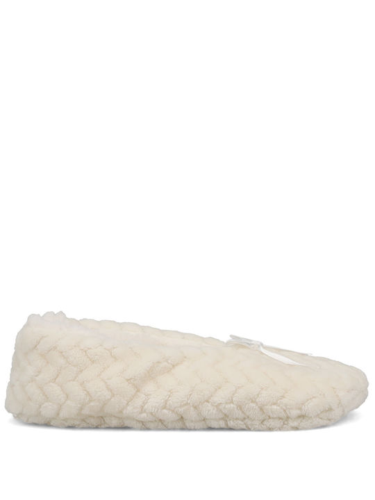 Closed Women's Slippers with Beige Fur