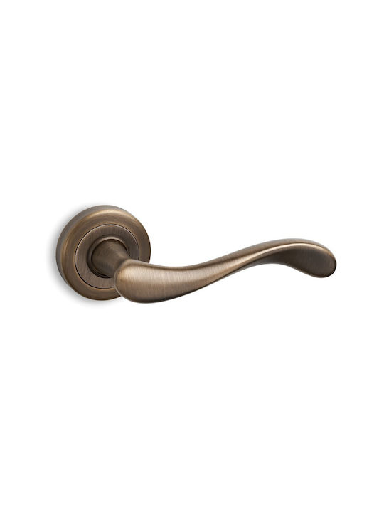 Convex Middle Door Matte Lever with Rosette for Both Sides Placement Ματ Αντικέ Pair 425RORS73S73