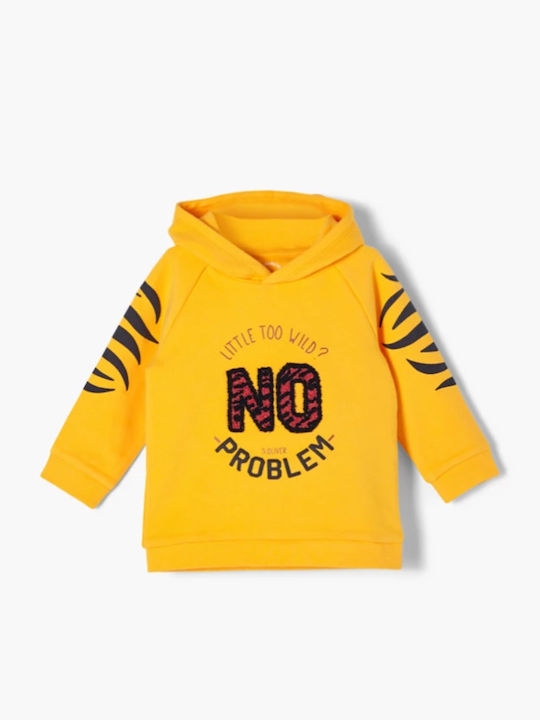 Kids Sweatshirt with Hood and Pockets Yellow
