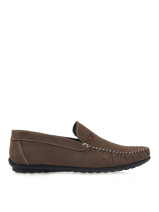 Wepss Men's Leather Loafers Brown