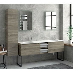 Karag Space 175 Bench with Washbasin, Mirror & Column L175xW45xH46.2cm Laccato