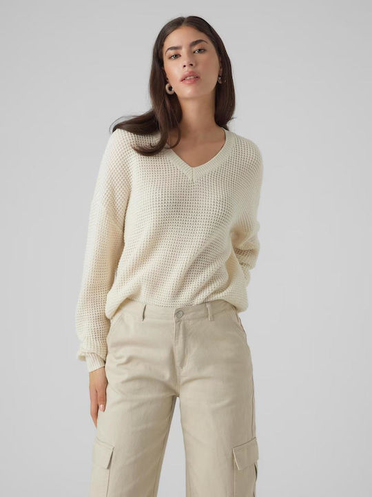 Vero Moda Damen Langarm Pullover Birch - #E3DAC9