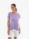 Boutique Damen Bluse Kurzärmelig Purple