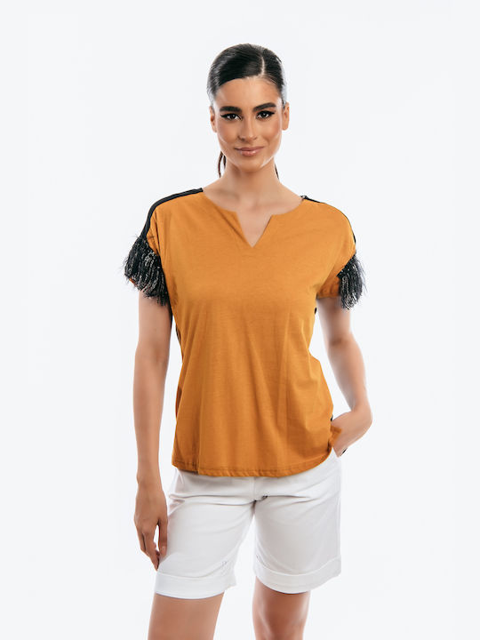 Boutique Women's Summer Blouse Short Sleeve Yellow