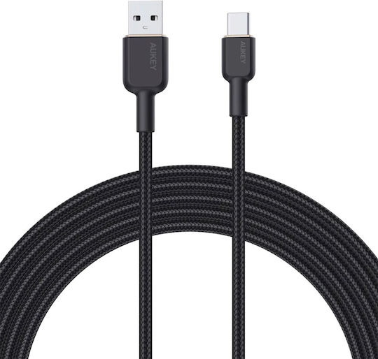 Aukey CB-NAC2 USB 2.0 Кабел USB-C Мъжки - USB-A 60W Захранване PD Черен 1.8м AKAUKKUCBNAC2BL