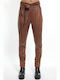 Damen Hoch tailliert Stoff Hose Tabac Brown