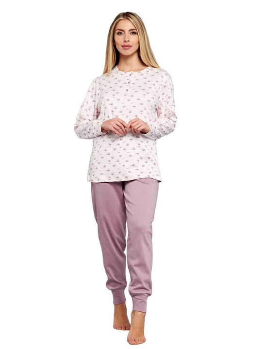 Karelpiu Winter Damen Pyjama-Set Baumwolle Bicolour