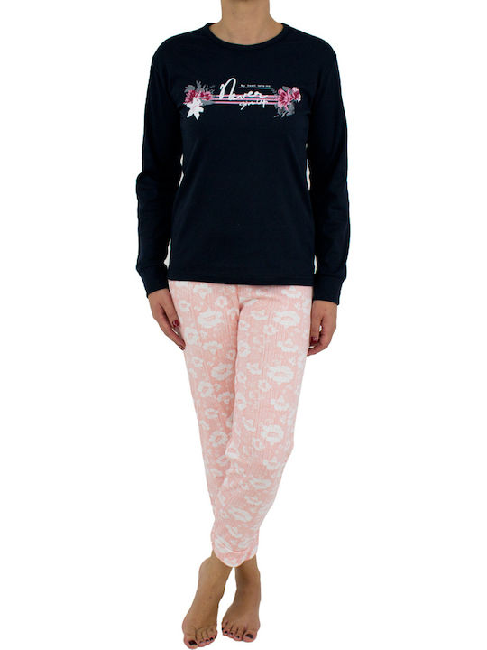 Fawn Winter Damen Pyjama-Set Blue