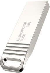 Borofone BUD1 32GB USB 2.0 Stick Ασημί