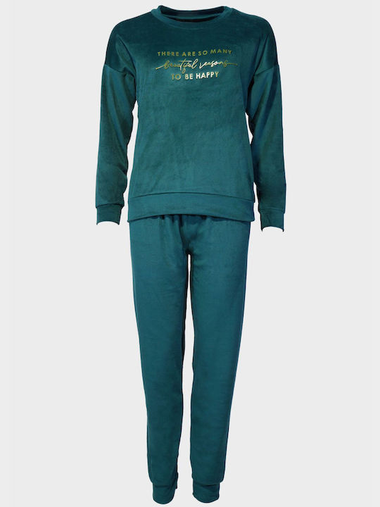 G Secret Winter Women's Pyjama Set Velvet Green