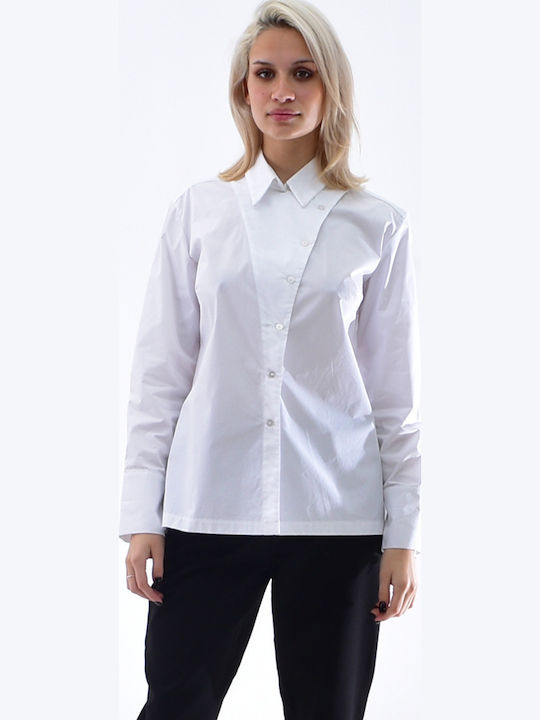 Дълъг ръкав Женска Дънково Риза White.
