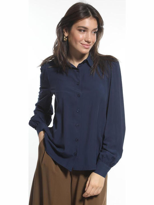 Garantie Langärmelig Damen Hemd Blue