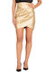Leather Mini Skirt Gold
