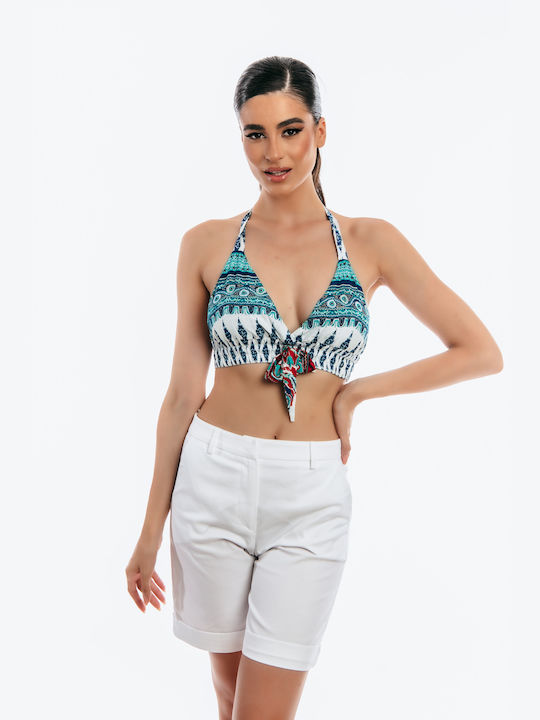 Boutique Γυναικείο Καλοκαιρινό Crop Top Αμάνικο με Δέσιμο στο Λαιμό Βεραμάν