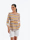 Boutique Women's Blouse with 3/4 Sleeve Striped Yellow