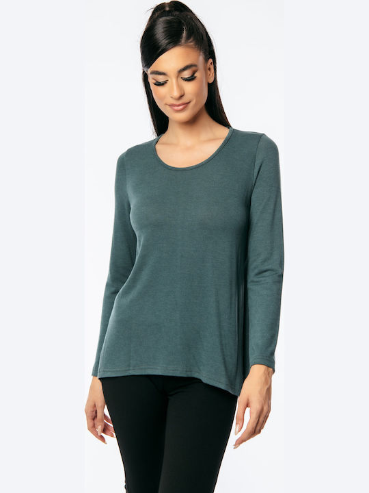 Boutique Women's Blouse Long Sleeve Petrol.