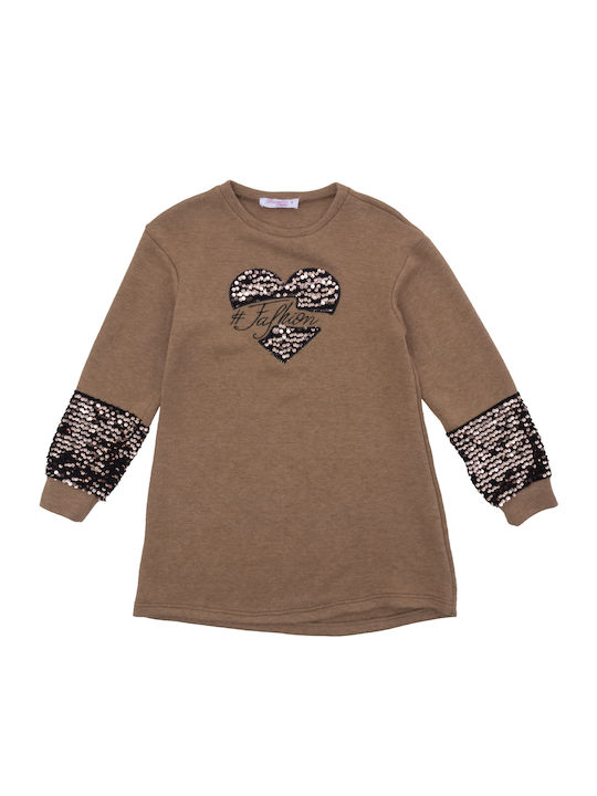 Kinderkleid Langärmelig Gestrickt Braune
