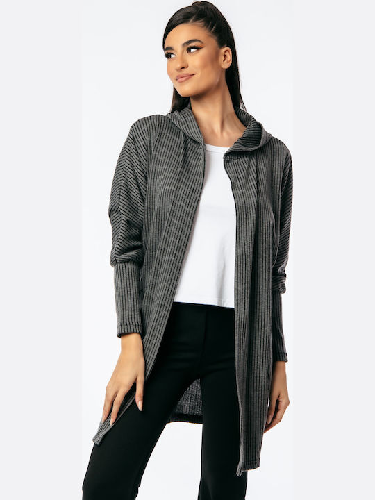Boutique Μακριά Γυναικεία Ζακέτα Γκρι
