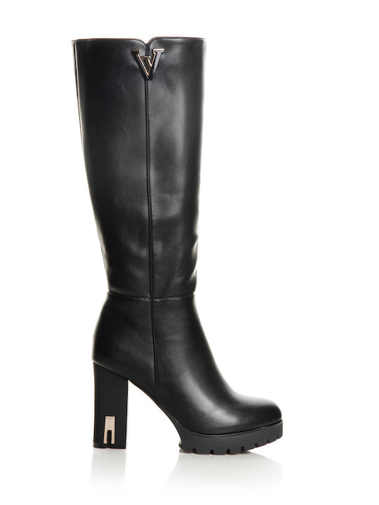 Shoe Art Synthetic Leather Women's Boots with Zipper Black