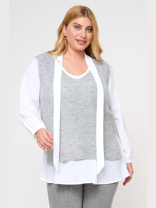 Jucita Long Women's Sweater Vest Grey