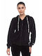 Be:Nation Jachetă Hanorac pentru Femei Catifea Cu glugă Neagră