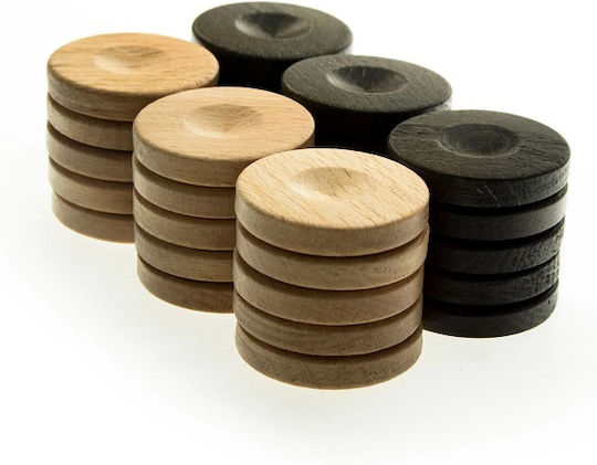 Manopoulos Wooden Checkers for Backgammon Brown