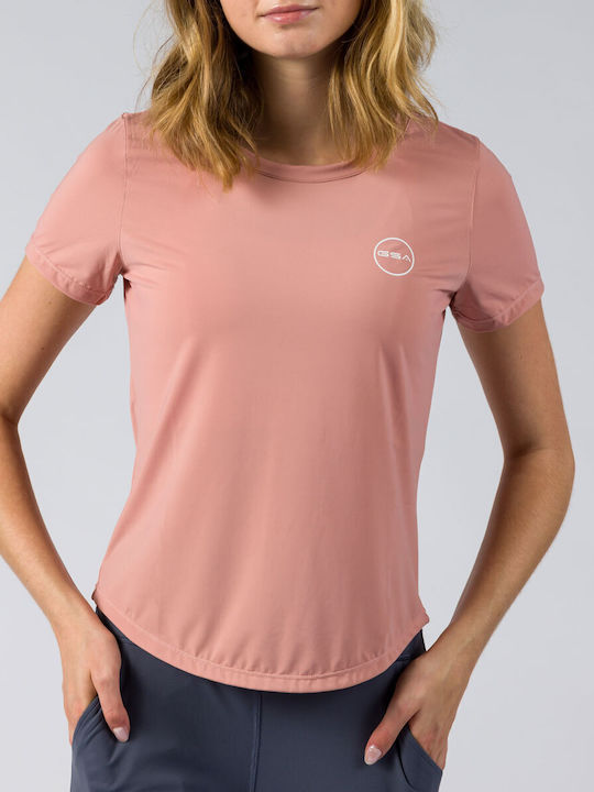 GSA Damen Sportliches Bluse Kurzärmelig Coral