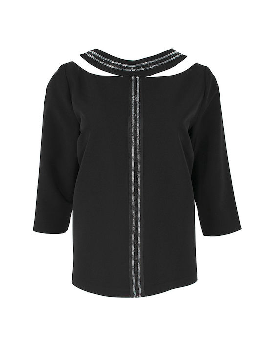 Pirouette Women's Blouse with 3/4 Sleeve black