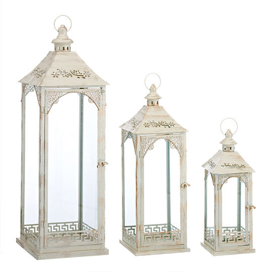Novaker Metallic Lanterns Set Beige 3pcs