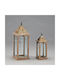 Metallic Lanterns Set Gold 2pcs