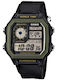 Casio Спортен Дигитален Мъжки Часовник 42мм На Батерия С Черна Текстилна Каишка