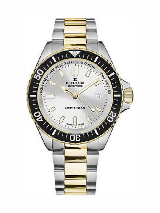 Edox Neptunian Ανδρικό Ρολόι Αυτόματο με Ασημί ...