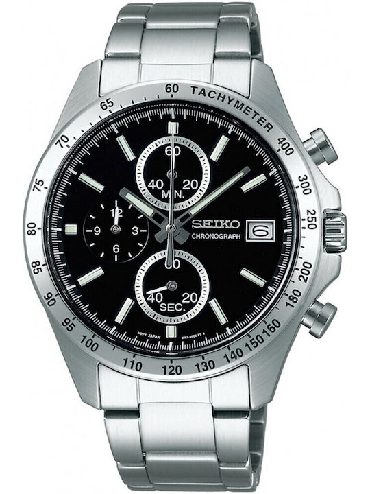 Seiko Men's Watch Chronograph Battery with Silv...