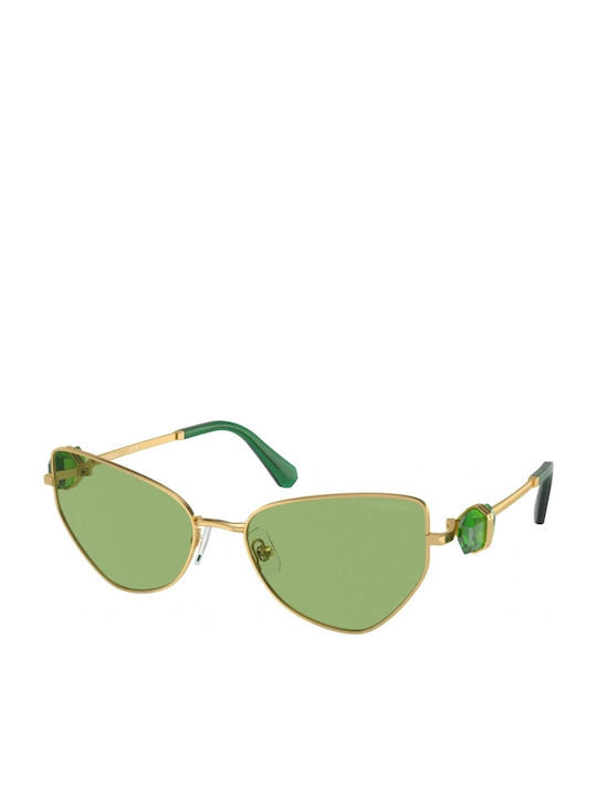 Swarovski Women's Sunglasses with Gold Metal Frame and Green Lens SK7003 4004