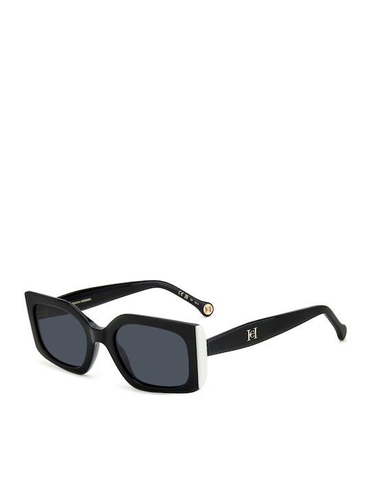 Carolina Herrera Women's Sunglasses with Black Horn-Rimmed Frame and Grey Lenses HER 0182/S 80S/IR