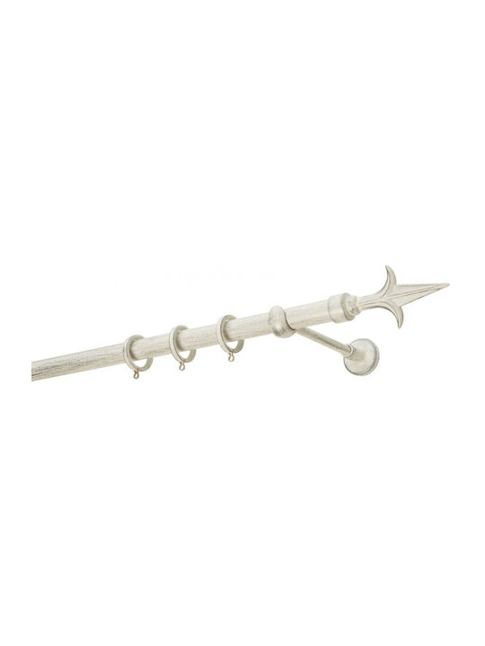 Zogometal Metallic Curtain Pole Rustique Collection Single 200cm Cream Patina Silver