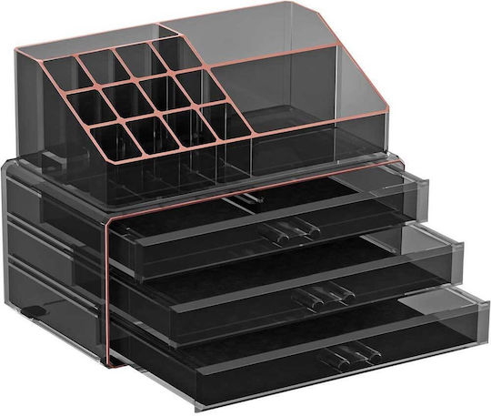 Songmics Kosmetikorganisator Mit 3 Schubladen Schwarz 24x18.5x13.5cm