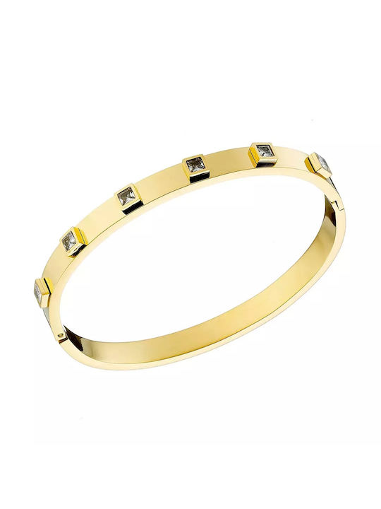 Oxzen Bracelet made of Steel Gold Plated with Zircon