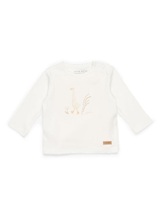 Little Dutch Kids Blouse Long Sleeve White Little Goose Walking