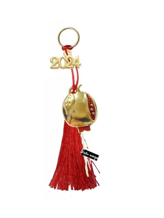 Φούντες Handmade Hanging Lucky Charm Pomegranate Gold made of Metal 2024 15cm 1pcs